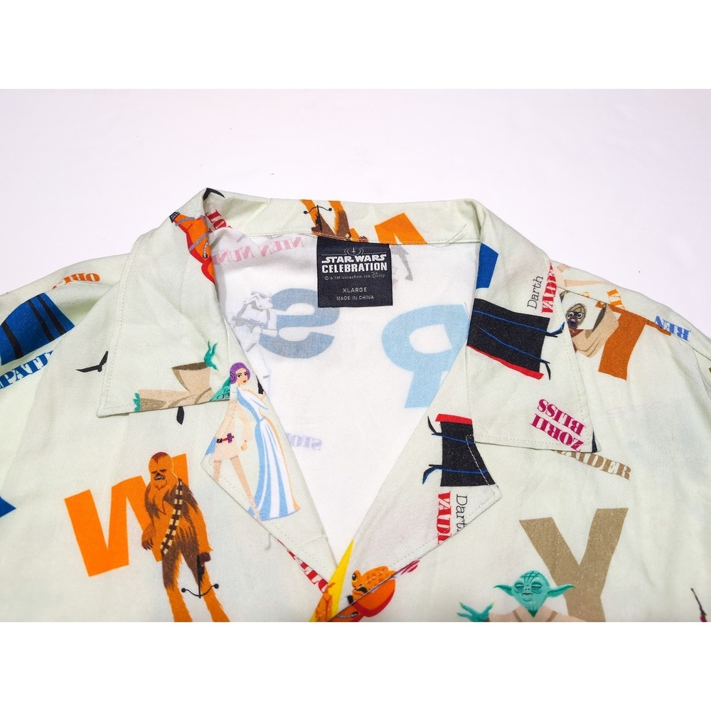 STAR WARS Celebration Mandalorian Alphabet Button Up Hawaiian Shirt Shag Art XL - Picture 8 of 11